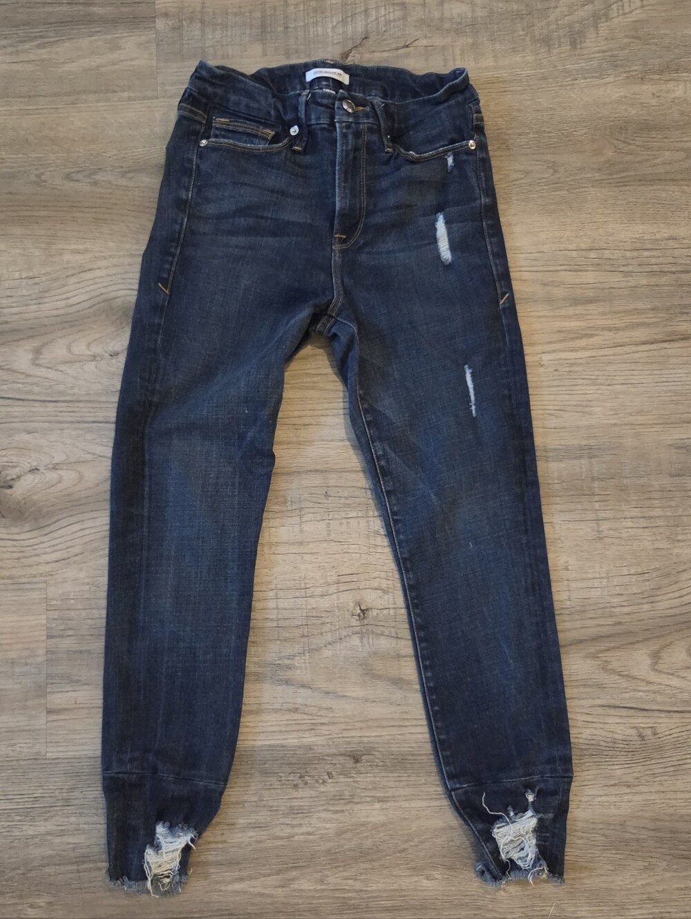 Good American Good Legs High Rise Distressed Crop Skinny Jeans Dark Wash, 4 / 27